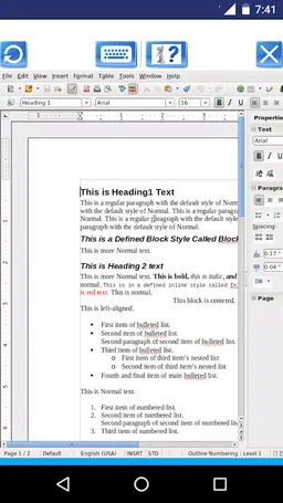 AndroWriter document editor screenshot 1
