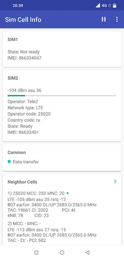 Sim Cell Info screenshot 2