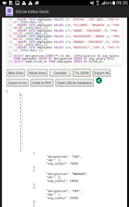 SQLite Editor and Compiler screenshot 4
