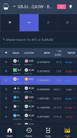 Interstellar - Stellar Lumens XLM Wallet and SDEX screenshot 3