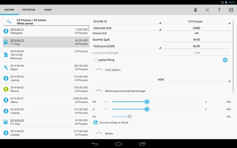Car-costs and fuel log screenshot 17