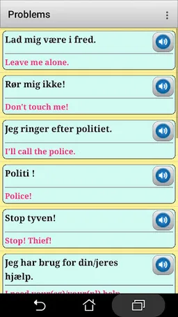 Danish phrasebook and phrases screenshot 1
