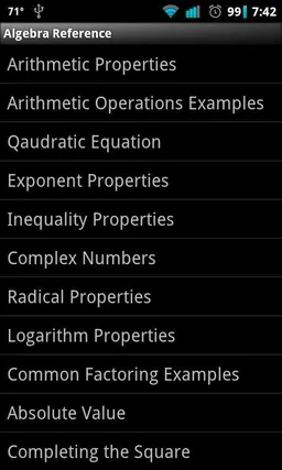 Algebra Reference screenshot 1