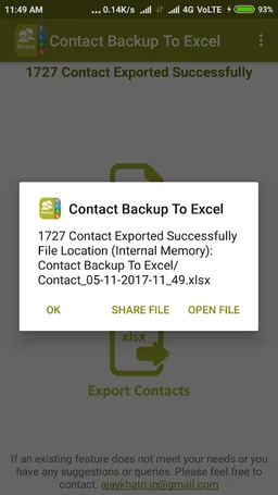 Backup Contact To Excel (Impor screenshot 3