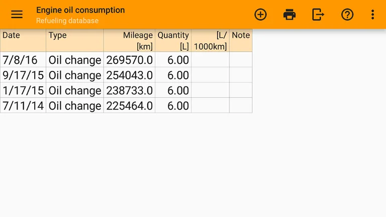 Refueling database screenshot 5