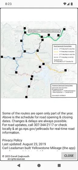 Yellowstone Mileage screenshot 2
