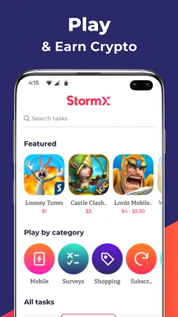 StormX: Shop and earn or play and earn free crypto screenshot 1