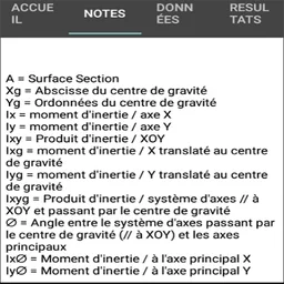 PROPRIÉTÉ D'UNE SECTION (Surface, C.d.g., ...) screenshot 3