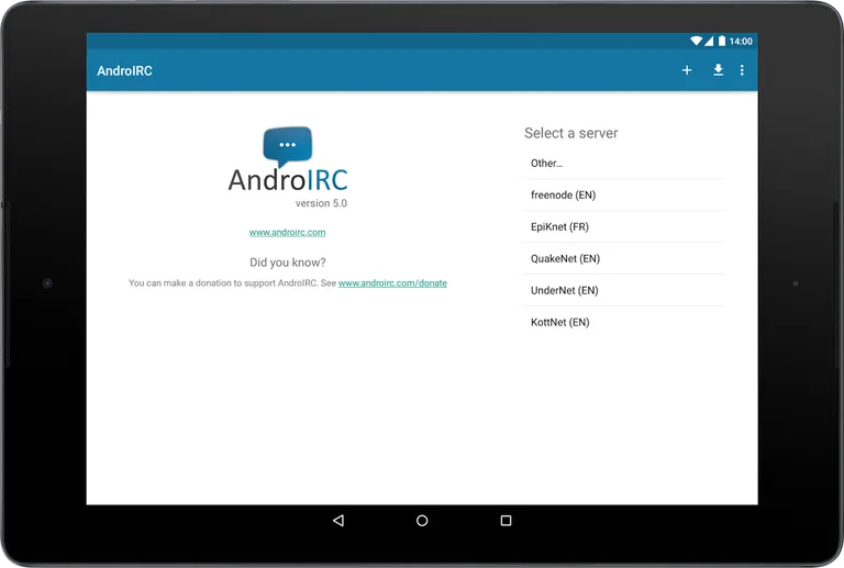 AndroIRC screenshot 1
