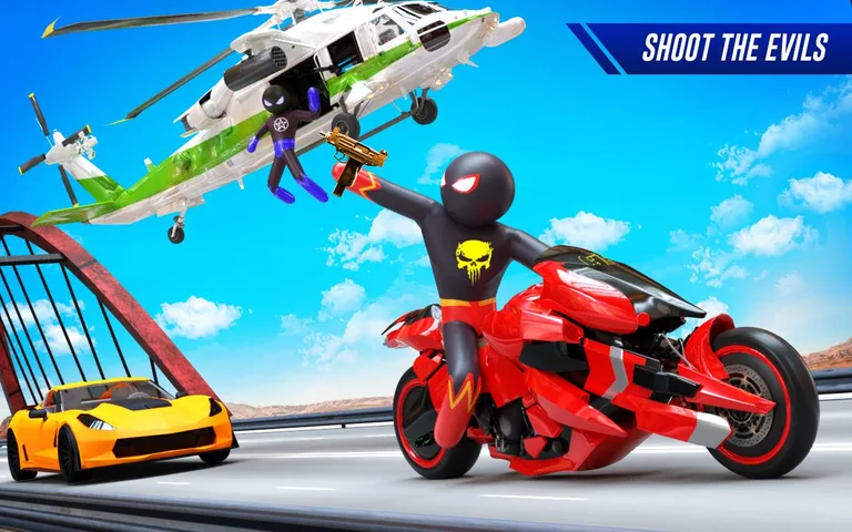 Stickman Moto Bike Hero: Crime City Superhero Game screenshot 1