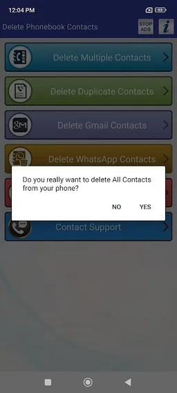 Delete all Phonebook Contacts screenshot 2