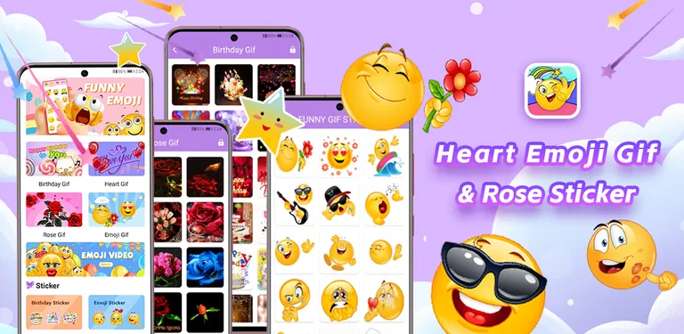 Heart Emoji Gif & Rose Sticker cover image