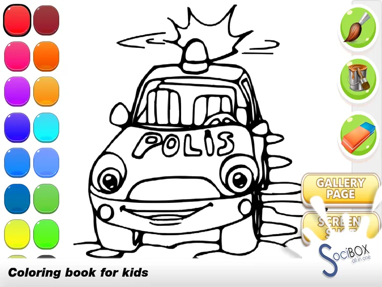 police car coloring book screenshot 5