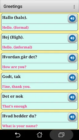 Danish phrasebook and phrases screenshot 8