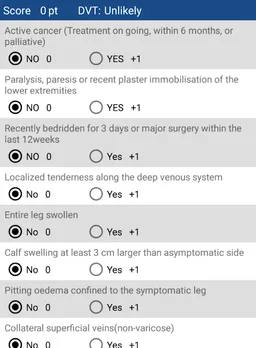 Wells Score for DVT screenshot 2