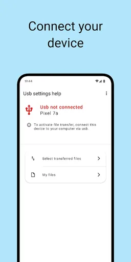USB SETTINGS - TRANSFER FILES screenshot 1
