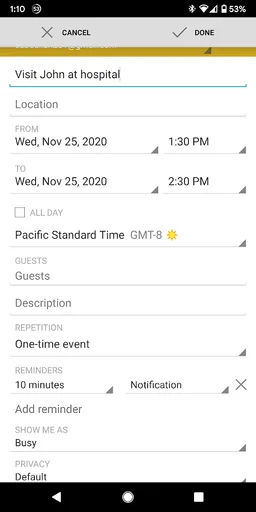 Calendar screenshot 1
