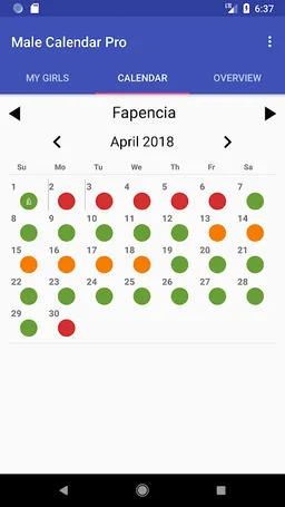 Male Calendar Pro screenshot 1