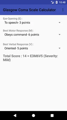 Glasgow Coma Scale Calculator screenshot 2