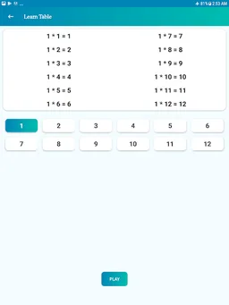Multiplication Table - Play and Learn! screenshot 1