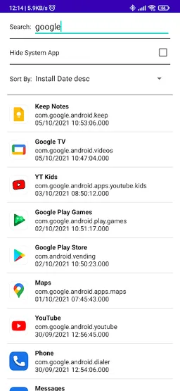 Package Name View screenshot 5