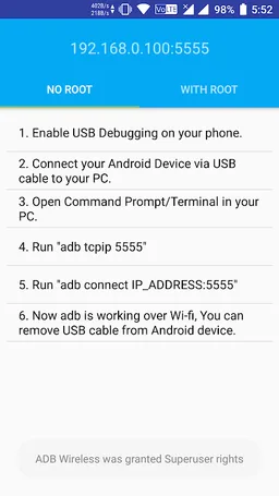 ADB Wireless (with & without root) screenshot 2