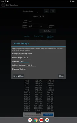 DOF Calculator screenshot 9