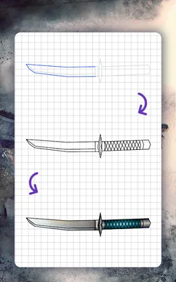 How to draw weapons. Daggers. Step by step lessons screenshot 11