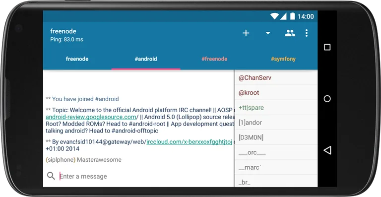 AndroIRC screenshot 7