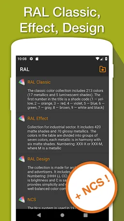 RAL 颜色 + NCS 调色板 + PANTONE 颜色。世界色彩标准 screenshot 4