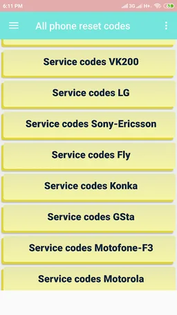 All phone reset codes screenshot 1