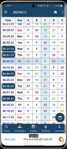 Work Shift Table screenshot 2