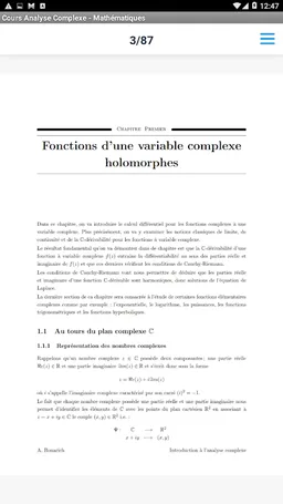 Cours Analyse Complexe - Mathématiques screenshot 1