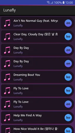 Lyrics for Lunafly screenshot 1