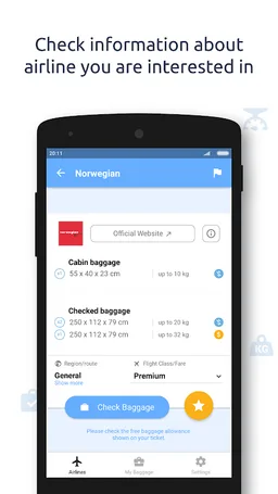 Baggify - airlines baggage allowance screenshot 4