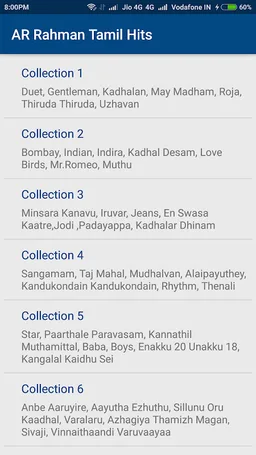 A R Rahman Tamil Hit Songs screenshot 2