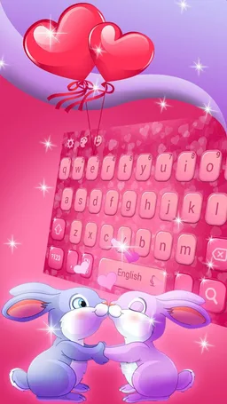 Cute Romantic Bunny in love Emoji keyboard screenshot 2