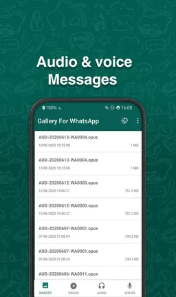 Gallery for WhatsApp - Images Videos Voices Audio screenshot 5