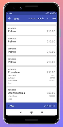 Fuel consumption calculator screenshot 1