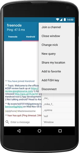 AndroIRC screenshot 8