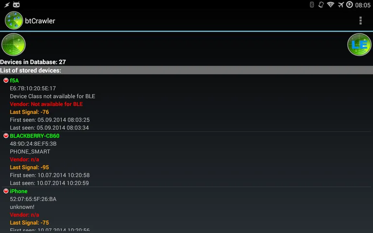 Bluetooth Scanner - btCrawler screenshot 1