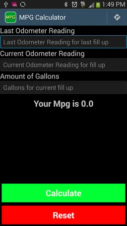 MPG Calculator screenshot 1