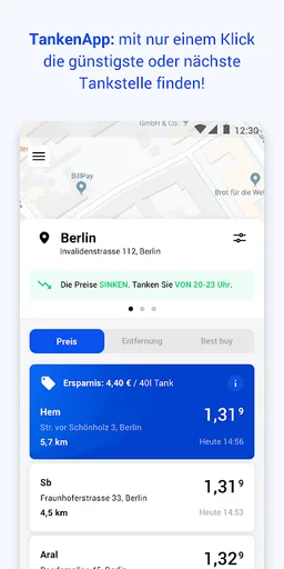 TankenApp mit Benzinpreistrend screenshot 1