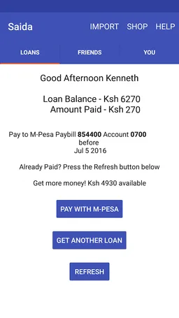 Saida - Loans to your M-Pesa screenshot 2