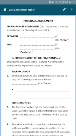 Sales Agreement Maker screenshot 2