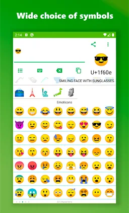 Character table screenshot 2