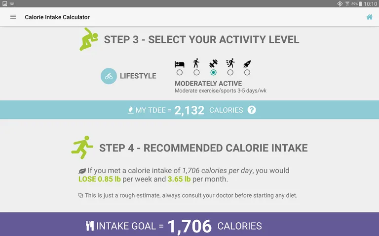 Diet Calories Start Calculator screenshot 10