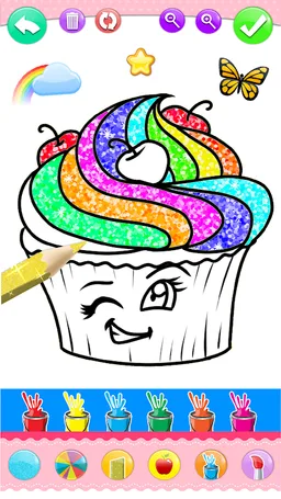 Cupcakes Coloring Book Glitter screenshot 1