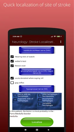 Neurology- Stroke localization screenshot 2