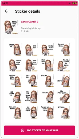 Stiker Cewe Cantik WAStickerApps screenshot 3
